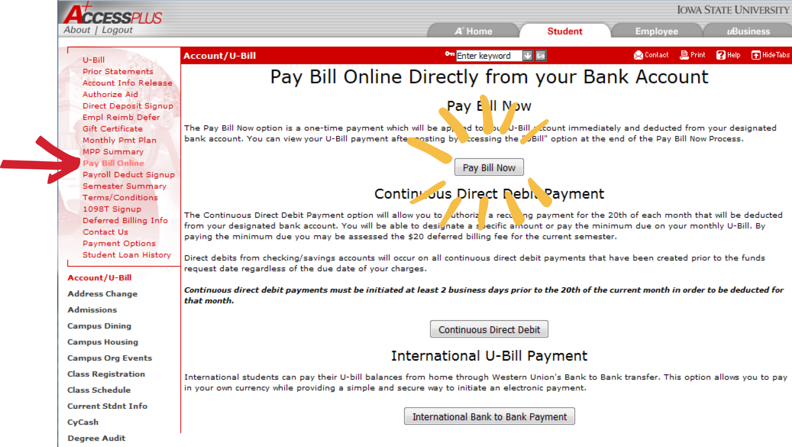 Pay bill online step 1